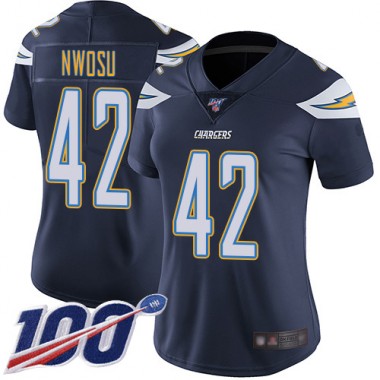 Los Angeles Chargers NFL Football Uchenna Nwosu Navy Blue Jersey Women Limited #42 Home 100th Season Vapor Untouchable->youth nfl jersey->Youth Jersey